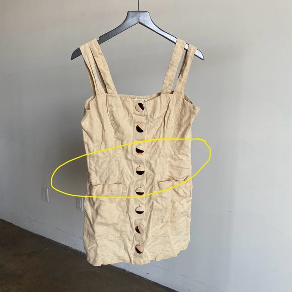 Nicholas Beige Button Front Double Strap Linen Mini Dress Sz 8 - Picture 9 of 9